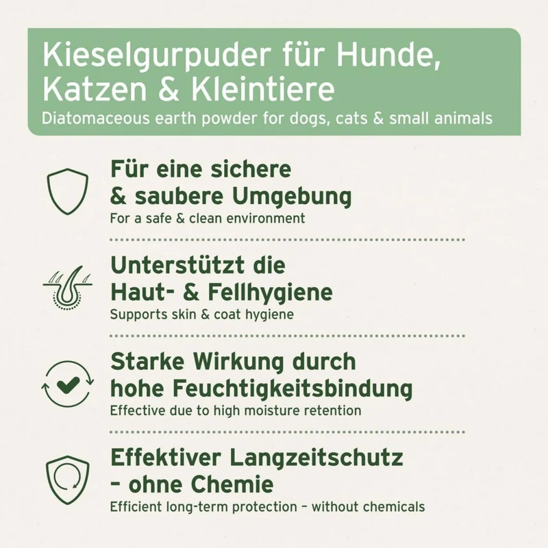 AniForte Kieselgur Pulver – Natürliche Hygiene gegen Ungeziefer für Hunde & Katzen