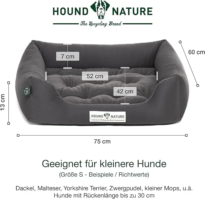 Orthopädisches Hundebett Zürich von HOUND&NATURE | Fleece-Seite | Recycelte Materialien | Oeko-Tex® Standard | Grau