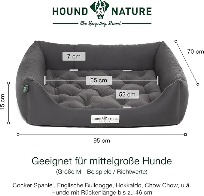 Orthopädisches Hundebett Zürich von HOUND&NATURE | Fleece-Seite | Recycelte Materialien | Oeko-Tex® Standard | Grau