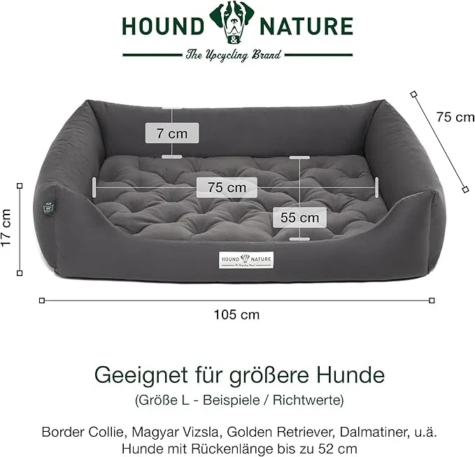 Orthopädisches Hundebett Zürich von HOUND&NATURE | Fleece-Seite | Recycelte Materialien | Oeko-Tex® Standard | Grau