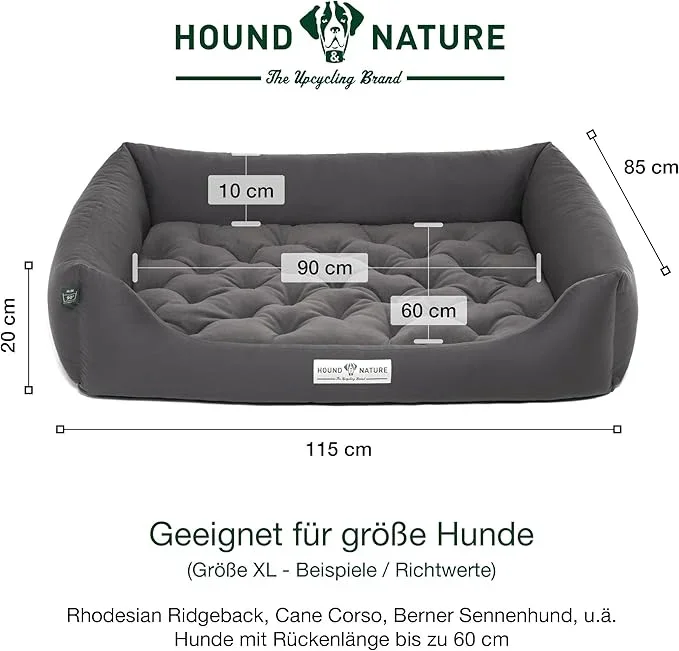 Orthopädisches Hundebett Zürich von HOUND&NATURE | Fleece-Seite | Recycelte Materialien | Oeko-Tex® Standard | Grau