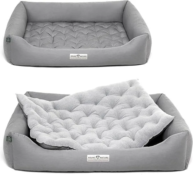 Orthopädisches Hundebett Zürich von HOUND&NATURE | Fleece-Seite | Recycelte Materialien | Oeko-Tex® Standard | Hellgrau