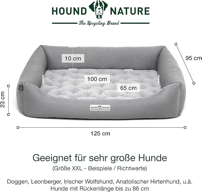 Orthopädisches Hundebett Zürich von HOUND&NATURE | Fleece-Seite | Recycelte Materialien | Oeko-Tex® Standard | Hellgrau