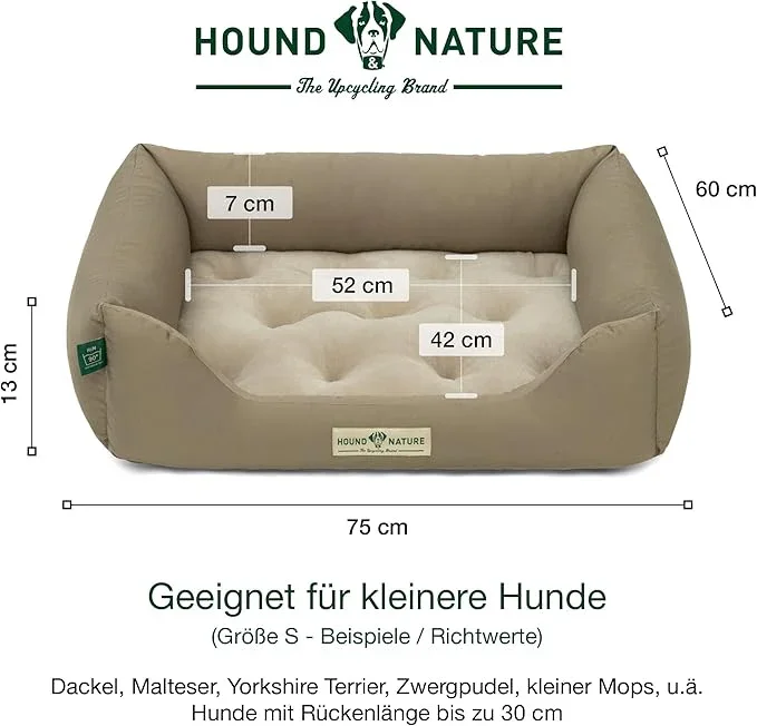 Orthopädisches Hundebett Zürich von HOUND&NATURE | Fleece-Seite | Recycelte Materialien | Oeko-Tex® Standard | Taupe
