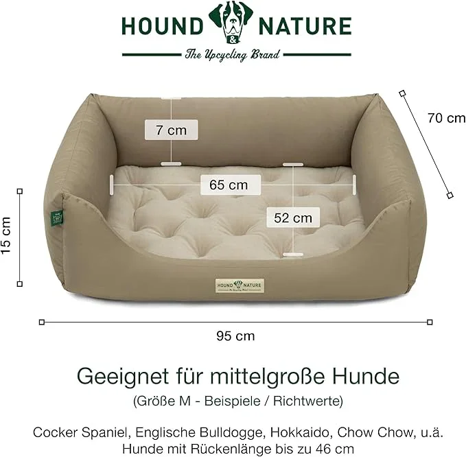 Orthopädisches Hundebett Zürich von HOUND&NATURE | Fleece-Seite | Recycelte Materialien | Oeko-Tex® Standard | Taupe