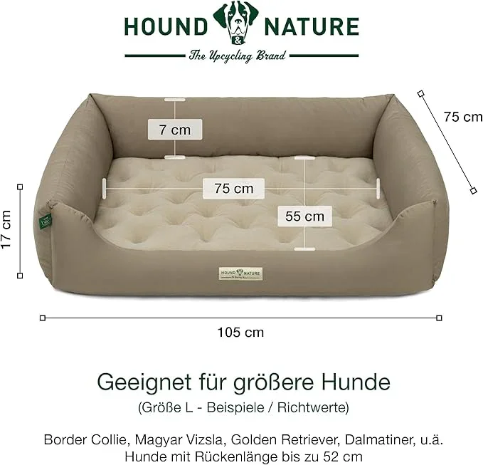 Orthopädisches Hundebett Zürich von HOUND&NATURE | Fleece-Seite | Recycelte Materialien | Oeko-Tex® Standard | Taupe
