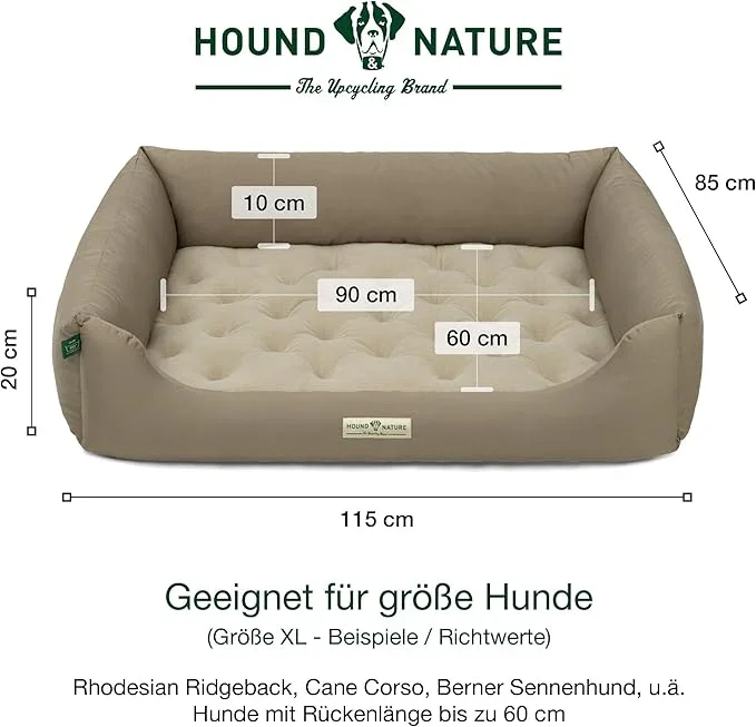 Orthopädisches Hundebett Zürich von HOUND&NATURE | Fleece-Seite | Recycelte Materialien | Oeko-Tex® Standard | Taupe