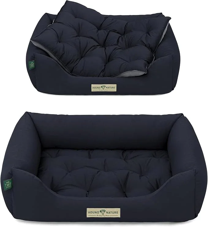 Orthopädisches Hundebett Zürich von HOUND&NATURE | Fleece-Seite | Recycelte Materialien | Oeko-Tex® Standard | Blau