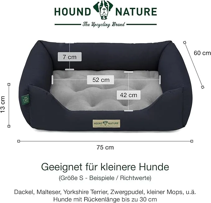 Orthopädisches Hundebett Zürich von HOUND&NATURE | Fleece-Seite | Recycelte Materialien | Oeko-Tex® Standard | Blau