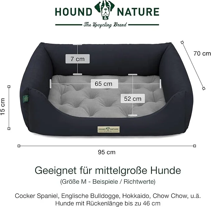 Orthopädisches Hundebett Zürich von HOUND&NATURE | Fleece-Seite | Recycelte Materialien | Oeko-Tex® Standard | Blau