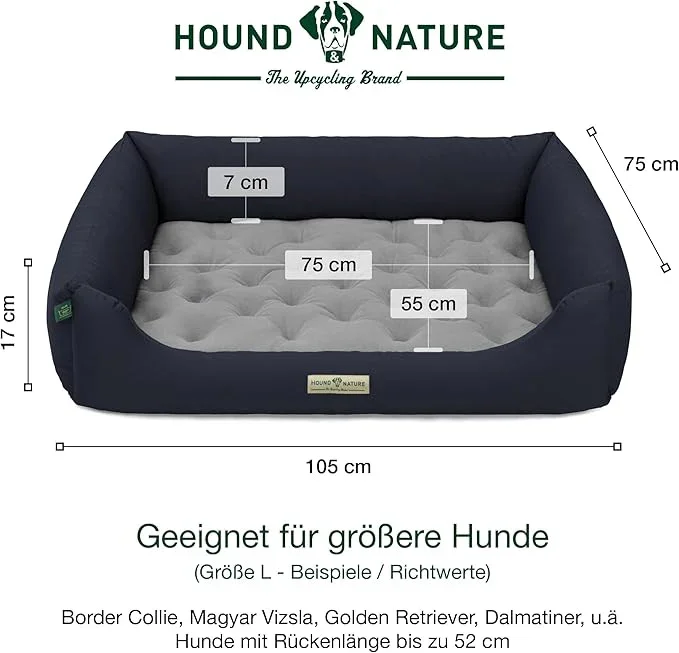 Orthopädisches Hundebett Zürich von HOUND&NATURE | Fleece-Seite | Recycelte Materialien | Oeko-Tex® Standard | Blau