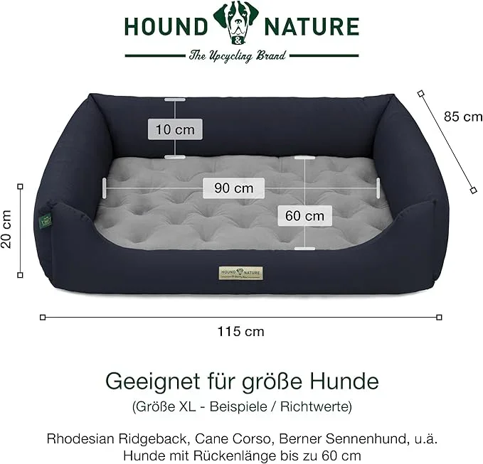Orthopädisches Hundebett Zürich von HOUND&NATURE | Fleece-Seite | Recycelte Materialien | Oeko-Tex® Standard | Blau