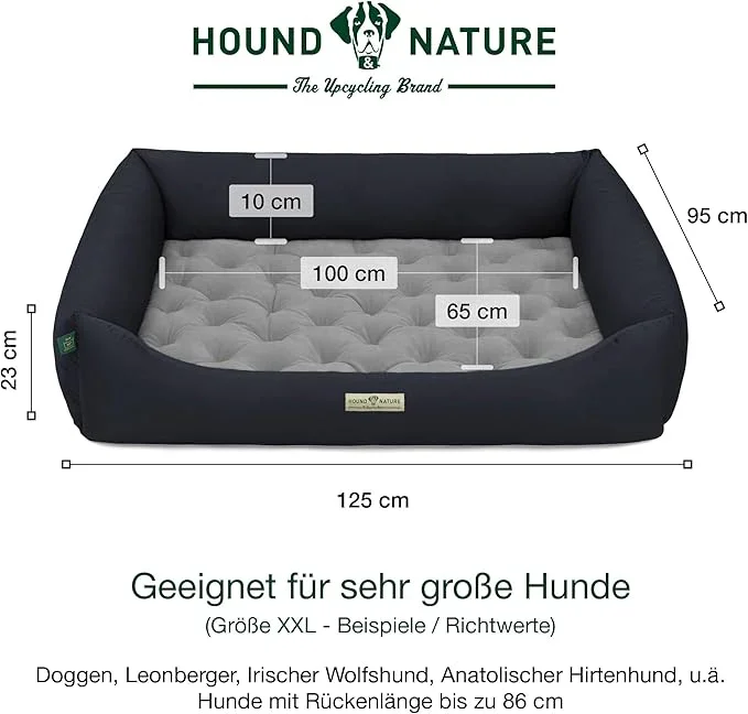 Orthopädisches Hundebett Zürich von HOUND&NATURE | Fleece-Seite | Recycelte Materialien | Oeko-Tex® Standard | Blau