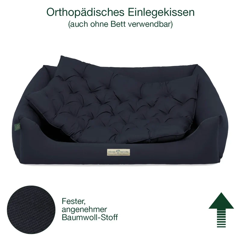 Orthopädisches Hundebett Zermatt von HOUND&NATURE | Recycelte Materialien | Oeko-Tex® Standard | Blau