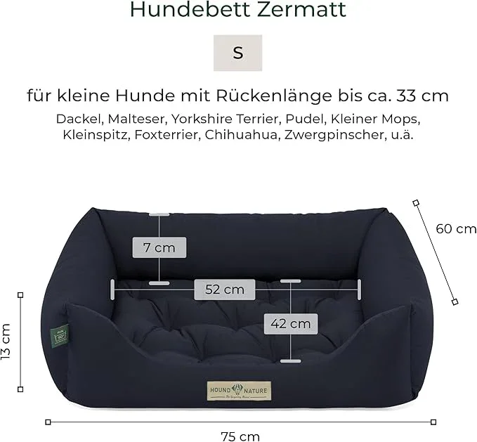 Orthopädisches Hundebett Zermatt von HOUND&NATURE | Recycelte Materialien | Oeko-Tex® Standard | Blau