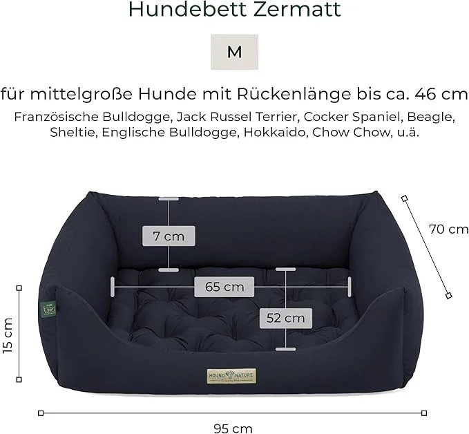 Orthopädisches Hundebett Zermatt von HOUND&NATURE | Recycelte Materialien | Oeko-Tex® Standard | Blau