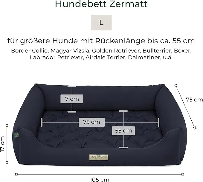 Orthopädisches Hundebett Zermatt von HOUND&NATURE | Recycelte Materialien | Oeko-Tex® Standard | Blau
