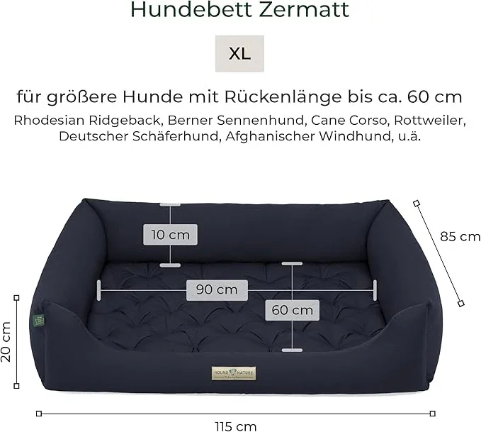 Orthopädisches Hundebett Zermatt von HOUND&NATURE | Recycelte Materialien | Oeko-Tex® Standard | Blau