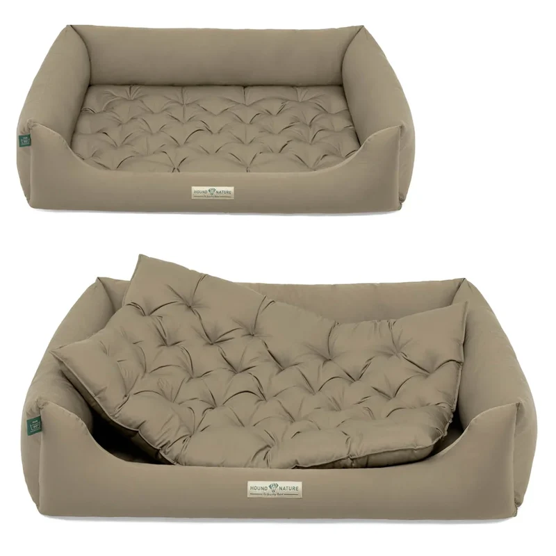 Orthopädisches Hundebett Zermatt von HOUND&NATURE | Recycelte Materialien | Oeko-Tex® Standard | Taupe