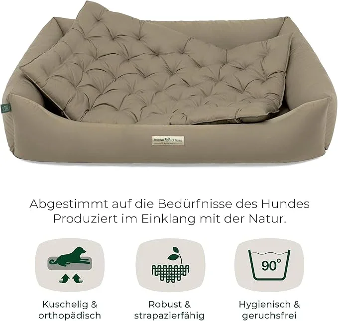 Orthopädisches Hundebett Zermatt von HOUND&NATURE | Recycelte Materialien | Oeko-Tex® Standard | Taupe