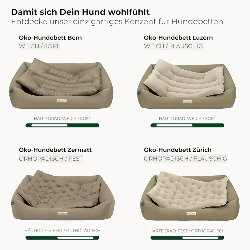 Orthopädisches Hundebett Zermatt von HOUND&NATURE | Recycelte Materialien | Oeko-Tex® Standard | Taupe