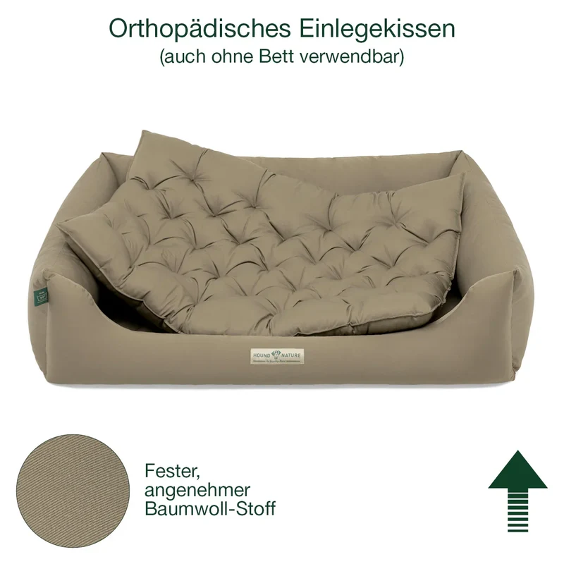 Orthopädisches Hundebett Zermatt von HOUND&NATURE | Recycelte Materialien | Oeko-Tex® Standard | Taupe