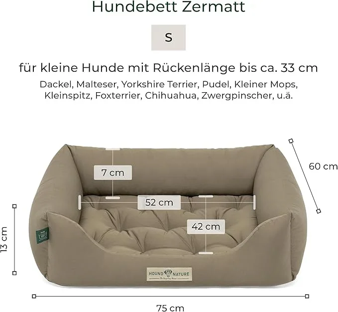 Orthopädisches Hundebett Zermatt von HOUND&NATURE | Recycelte Materialien | Oeko-Tex® Standard | Taupe