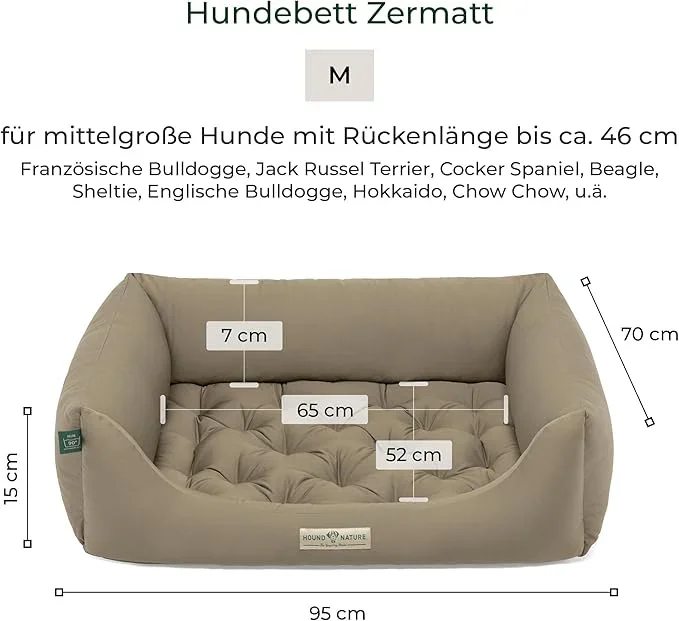 Orthopädisches Hundebett Zermatt von HOUND&NATURE | Recycelte Materialien | Oeko-Tex® Standard | Taupe