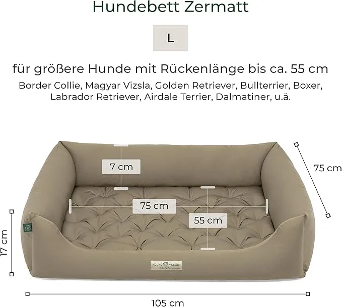 Orthopädisches Hundebett Zermatt von HOUND&NATURE | Recycelte Materialien | Oeko-Tex® Standard | Taupe