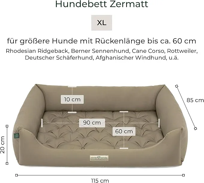 Orthopädisches Hundebett Zermatt von HOUND&NATURE | Recycelte Materialien | Oeko-Tex® Standard | Taupe
