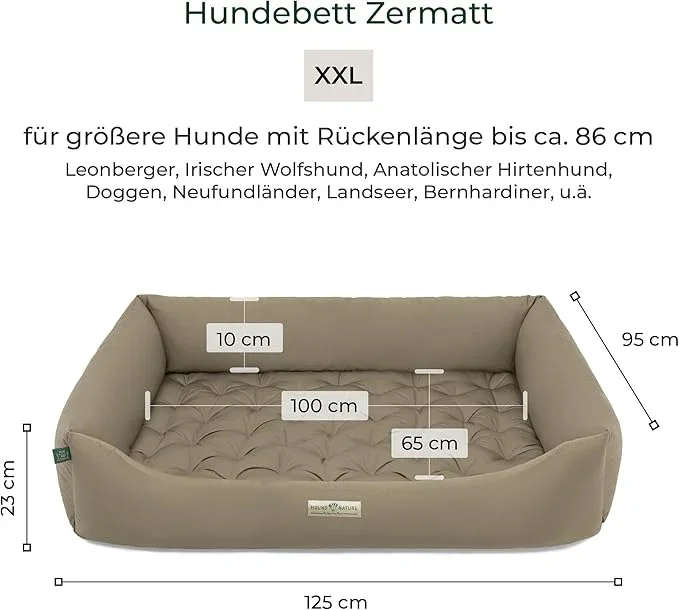 Orthopädisches Hundebett Zermatt von HOUND&NATURE | Recycelte Materialien | Oeko-Tex® Standard | Taupe