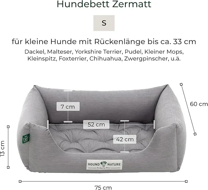 Orthopädisches Hundebett Zermatt von HOUND&NATURE | Recycelte Materialien | Oeko-Tex® Standard | Hellgrau