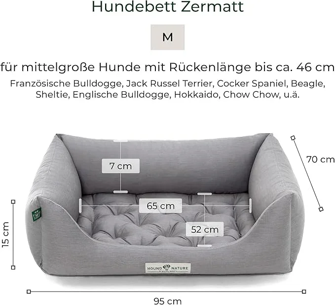 Orthopädisches Hundebett Zermatt von HOUND&NATURE | Recycelte Materialien | Oeko-Tex® Standard | Hellgrau