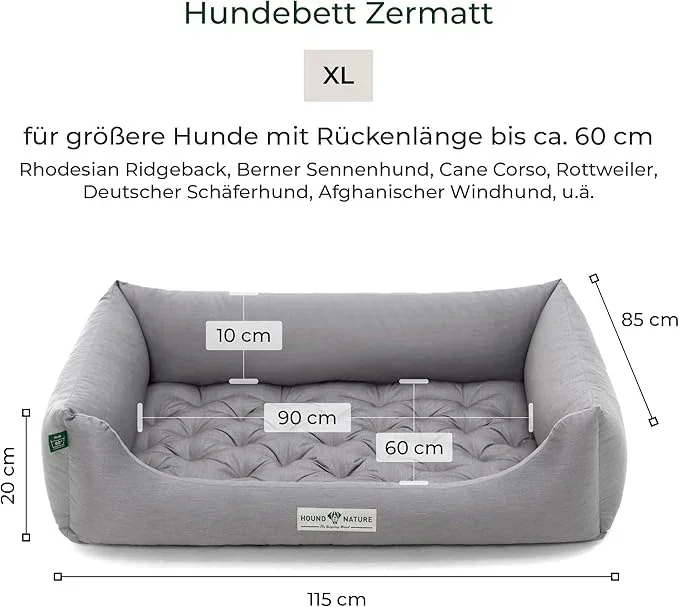 Orthopädisches Hundebett Zermatt von HOUND&NATURE | Recycelte Materialien | Oeko-Tex® Standard | Hellgrau