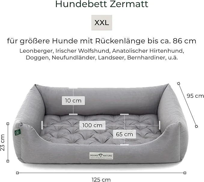 Orthopädisches Hundebett Zermatt von HOUND&NATURE | Recycelte Materialien | Oeko-Tex® Standard | Hellgrau