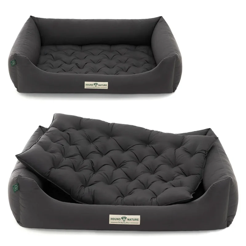 Orthopädisches Hundebett Zermatt von HOUND&NATURE | Recycelte Materialien | Oeko-Tex® Standard | Grau
