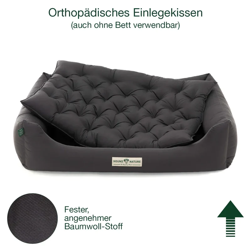 Orthopädisches Hundebett Zermatt von HOUND&NATURE | Recycelte Materialien | Oeko-Tex® Standard | Grau
