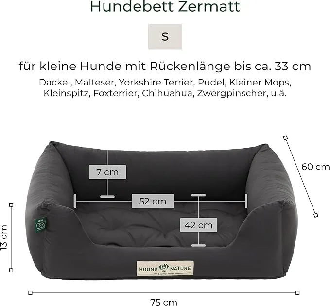 Orthopädisches Hundebett Zermatt von HOUND&NATURE | Recycelte Materialien | Oeko-Tex® Standard | Grau