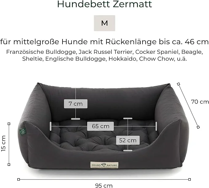 Orthopädisches Hundebett Zermatt von HOUND&NATURE | Recycelte Materialien | Oeko-Tex® Standard | Grau