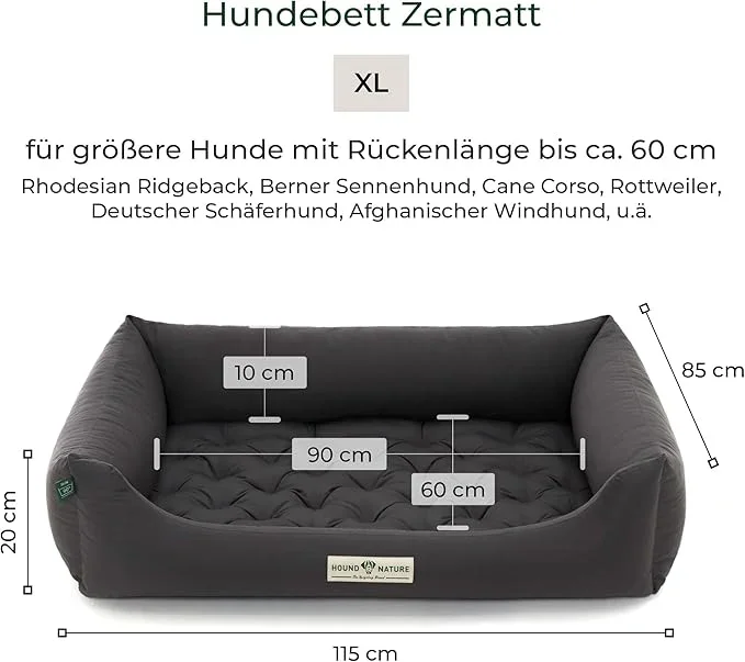 Orthopädisches Hundebett Zermatt von HOUND&NATURE | Recycelte Materialien | Oeko-Tex® Standard | Grau