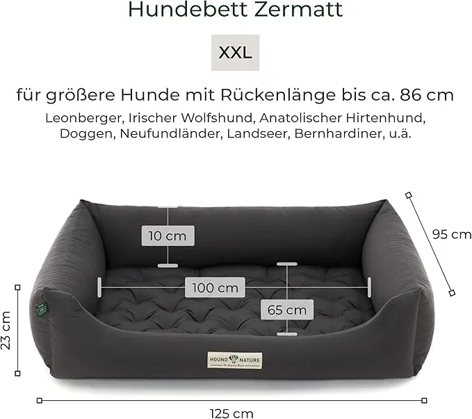 Orthopädisches Hundebett Zermatt von HOUND&NATURE | Recycelte Materialien | Oeko-Tex® Standard | Grau