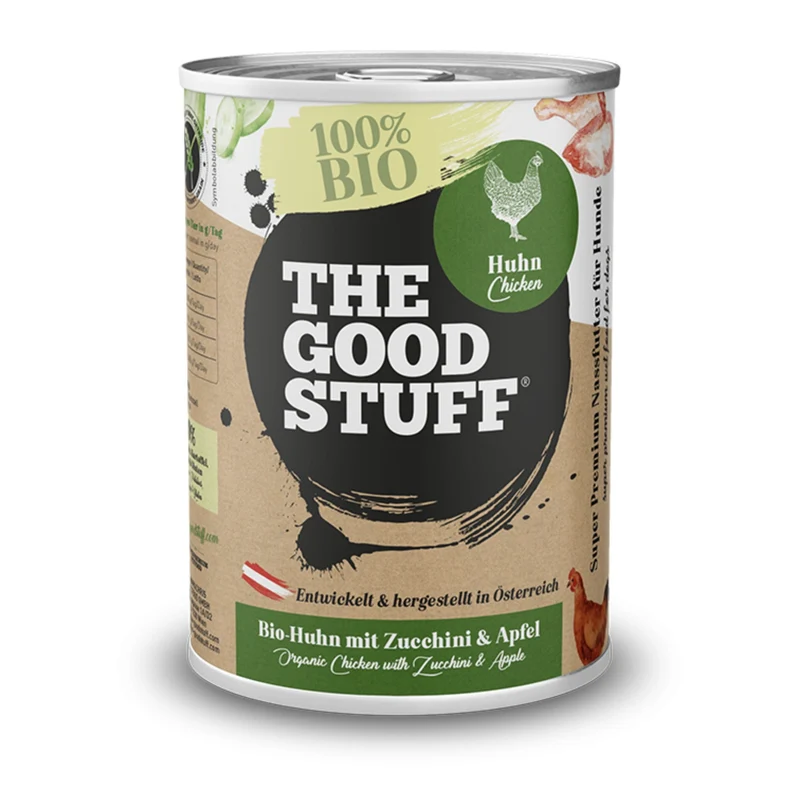 The Goodstuff Premium Bio-Hundefutter mit 70% Bio-Huhn – mit Zucchini & Apfel für Hunde