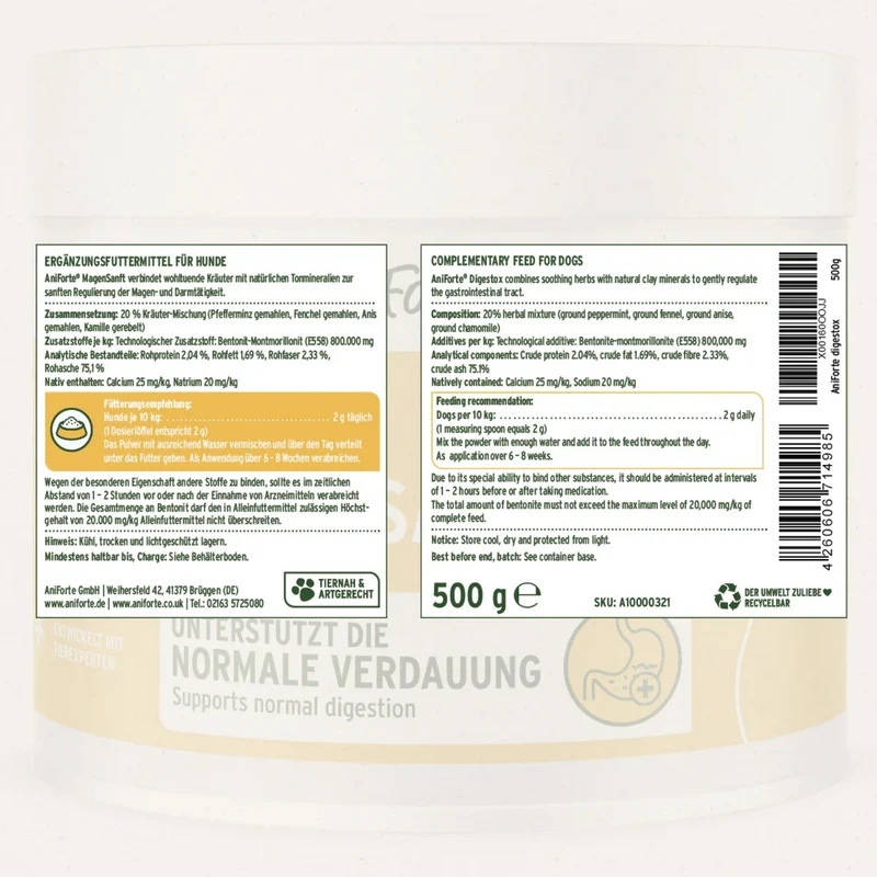 AniForte MagenSanft Granulatpulver für Hunde – Natürliche Unterstützung bei Verdauungsproblemen & weichem Kot