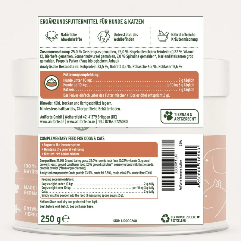 AniForte Immun-Aktiv für Hunde – Natürliche Immunstärkung mit Hagebutte & Spirulina