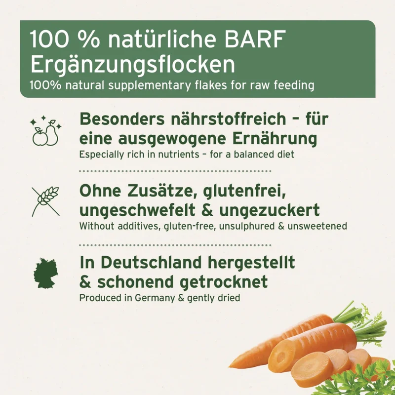 AniForte Früchte & Gemüse mit Kräutern Flocken – Natürliche BARF-Ergänzung für Hunde, Glutenfrei & Nährstoffreich
