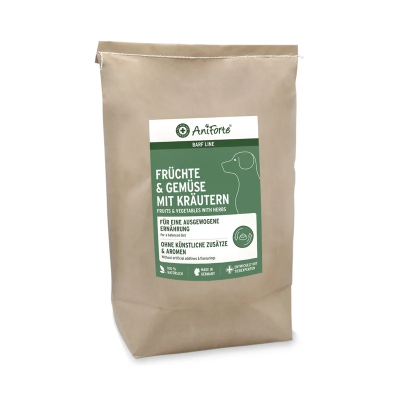 AniForte Früchte & Gemüse mit Kräutern Flocken – Natürliche BARF-Ergänzung für Hunde, Glutenfrei & Nährstoffreich