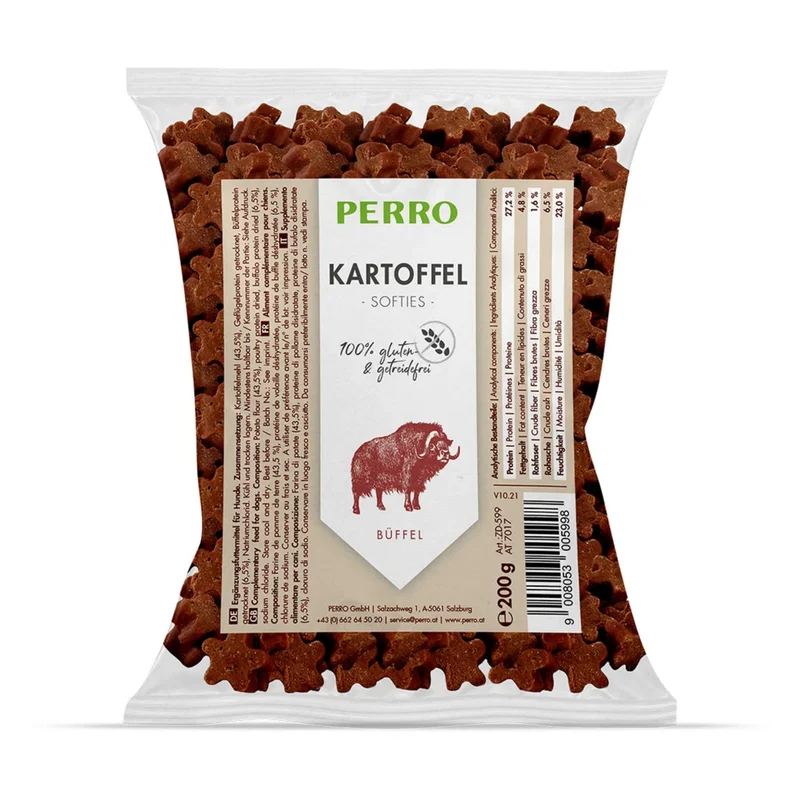 Perro Kartoffel Softies Büffel – Weiche Trainingsleckerlis für Hunde, glutenfrei & leicht verdaulich