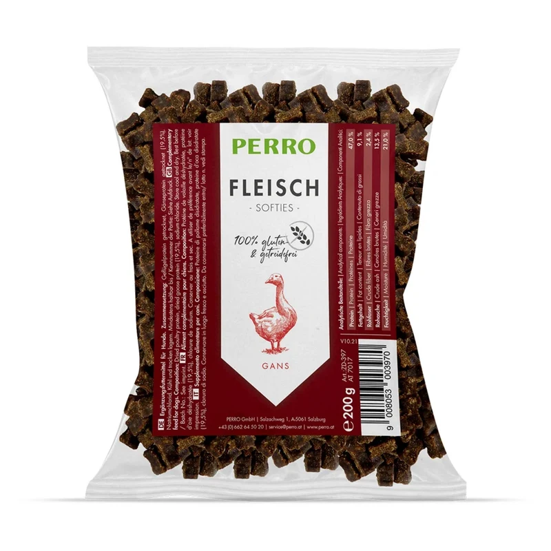 Perro Fleisch Softies Gans – Weiche Trainingssnacks für empfindliche Hunde, glutenfrei & getreidefrei