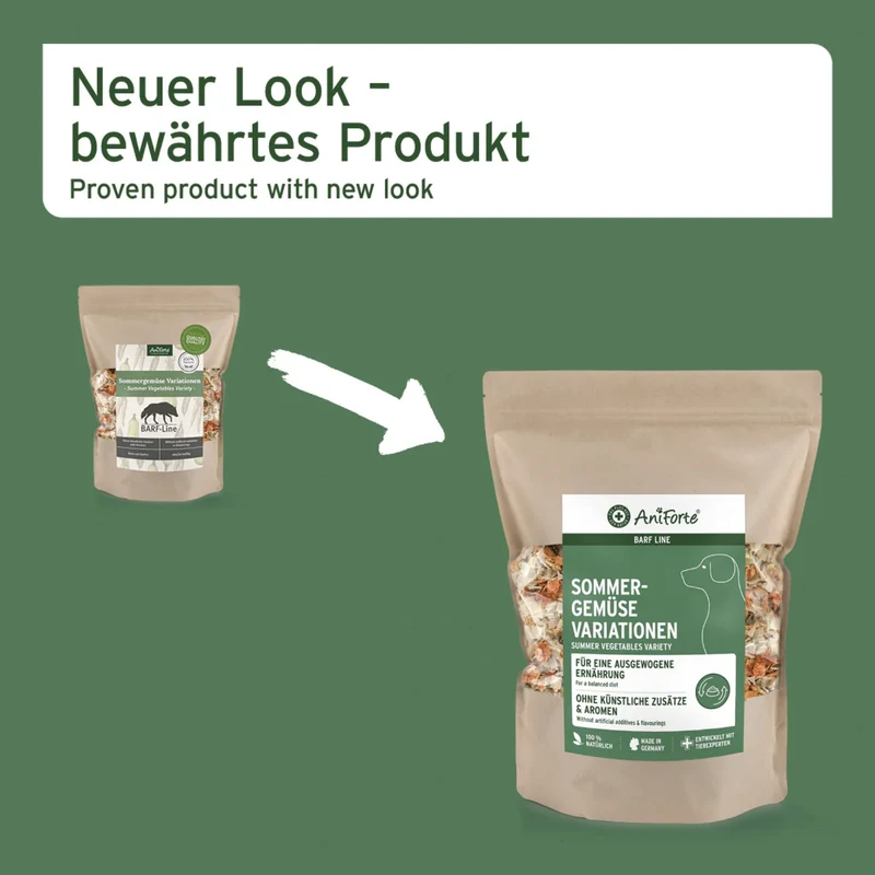 AniForte BARF LINE Sommergemüse Variationen – Getreidefreie Gemüseflocken für natürliche BARF-Ernährung