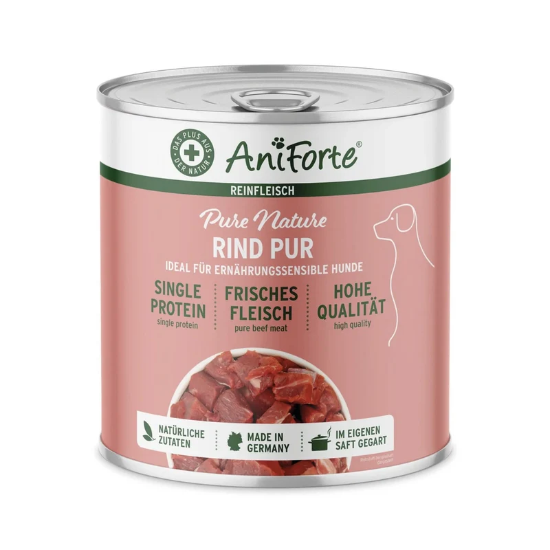 AniForte Pure Nature Rind Pur Nassfutter – Monoprotein für sensible Hunde, 100% Rind ohne Zusätze
